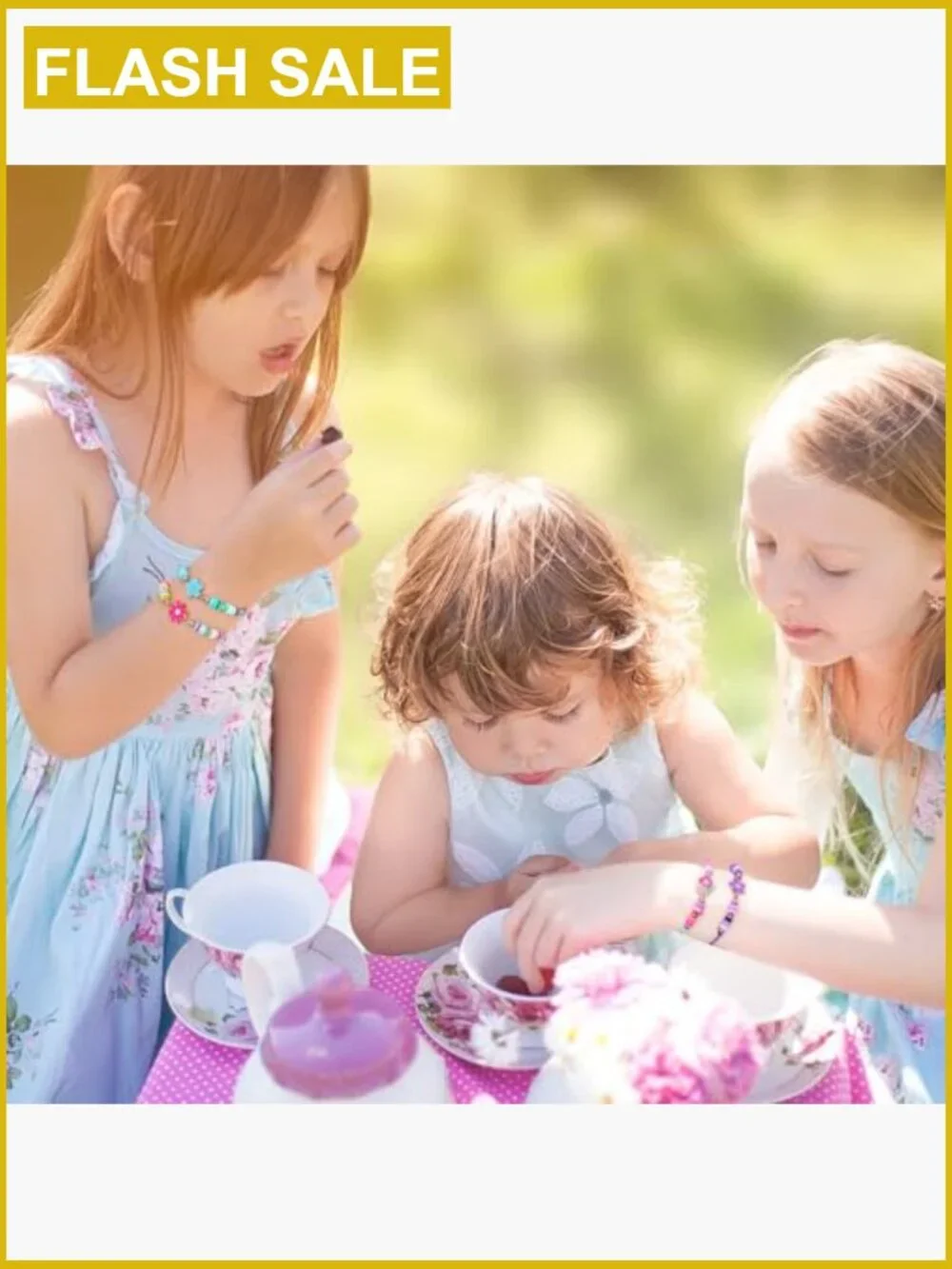 12 Flower Bracelets for Girls Toddler Jewelry Adjustable Party Favor Bulk